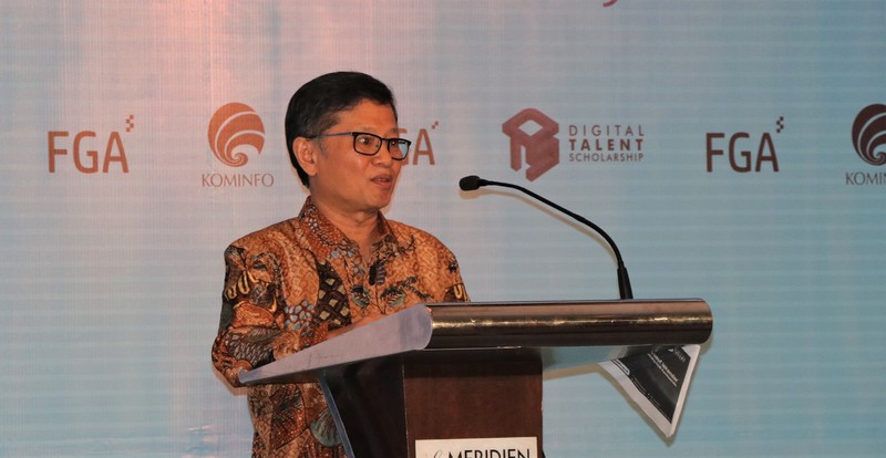 Kepala Badan Litbang SDM, Basuki Y. Iskandar memberikan sambutan dalam acara penandatanganan MoU dan PKS Digital Talent Scholarship 2020