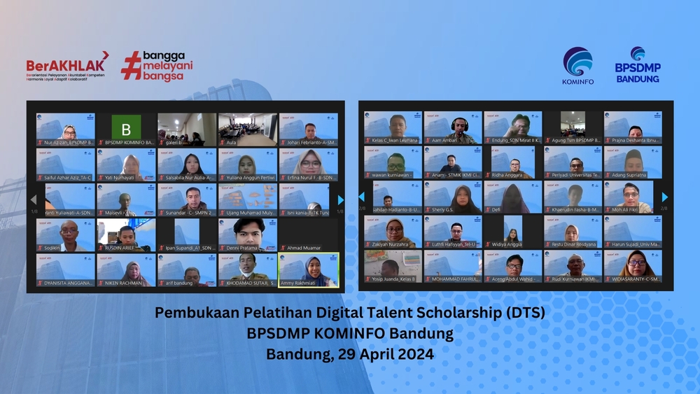 Gambar: Pembukaan Pelatihan Digital Talent Scholarship (DTS) BPSDMP KOMINFO Bandung Secara Daring