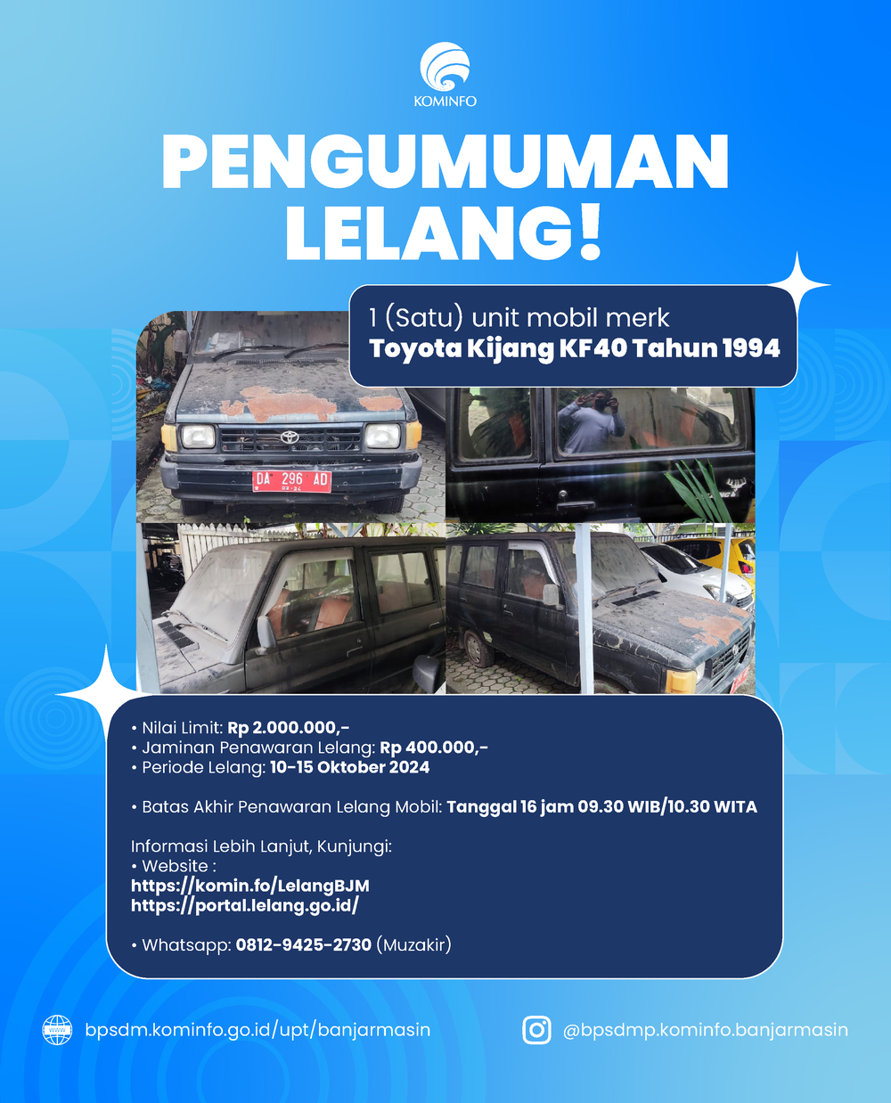 Gambar: Lelang Mobil BPSDMP Kominfo Banjarmasin