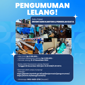 Lelang Inventaris Kantor dan Pengolah Data BPSDMP Kominfo Banjarmasin